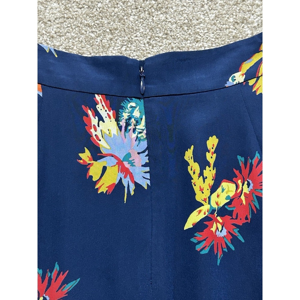 Madewell Women's 4 Atrium Silk Midi Skirt Bird of Paradise Floral Navy A-Line - Picture 9 of 11